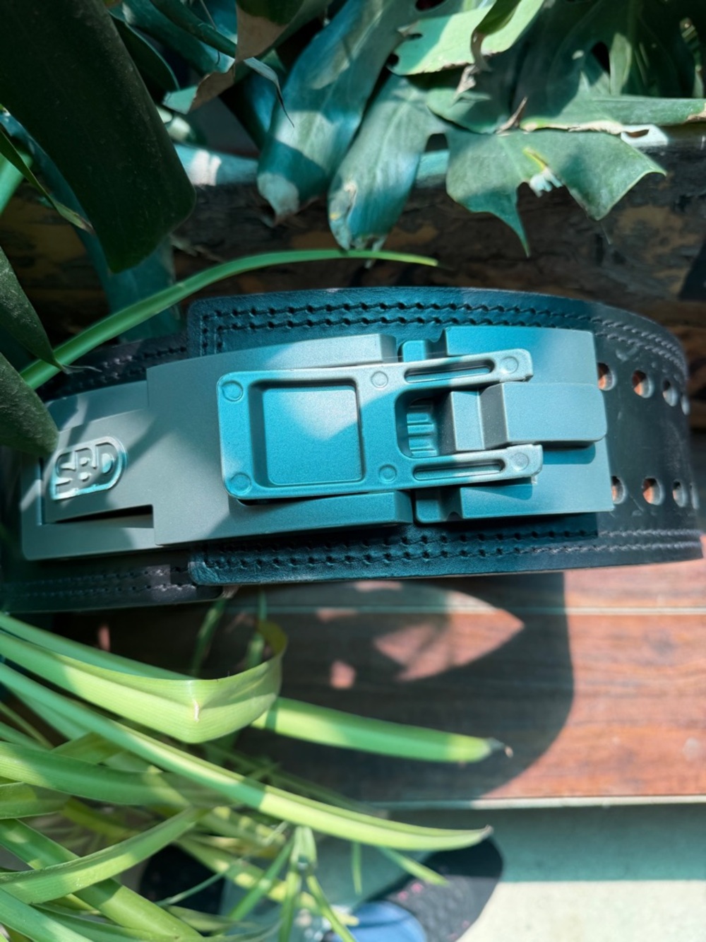Men's Black Leather power lifting belt with Tactical Buckle